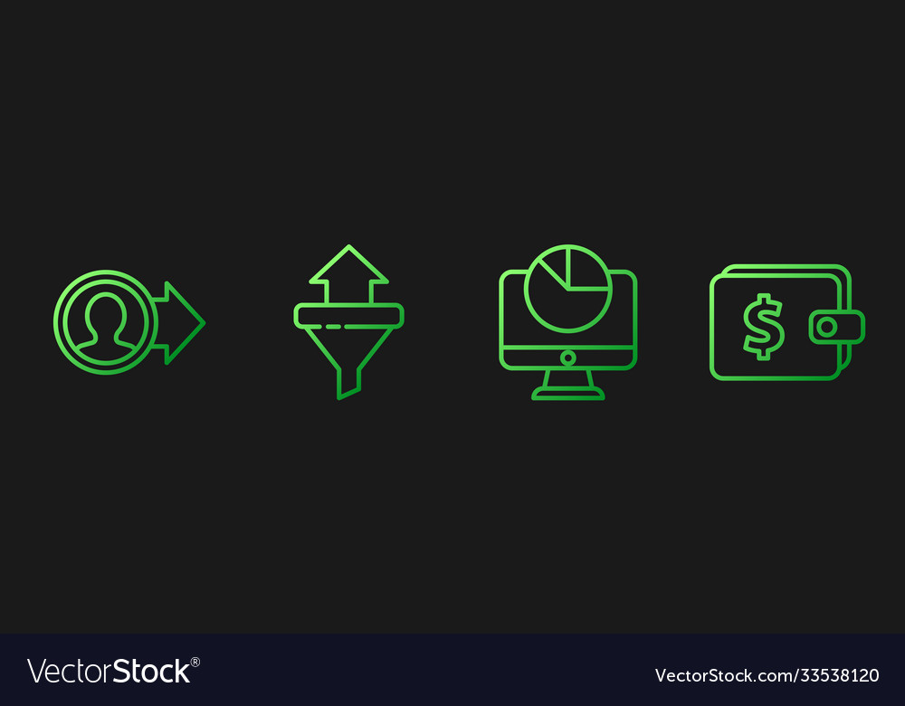 Set line computer monitor with graph chart job vector image Set line computer monitor with graph chart job