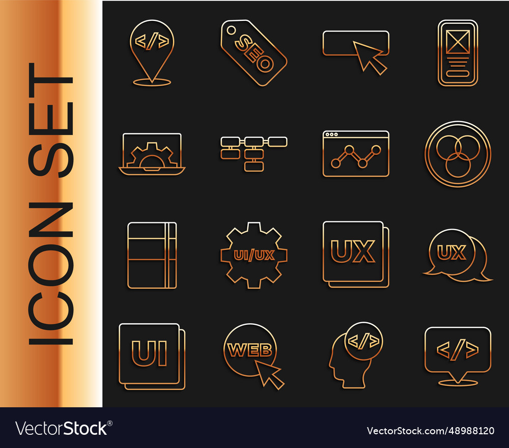 Set line front end development ui or ux design vector image Set line front end development ui or ux design