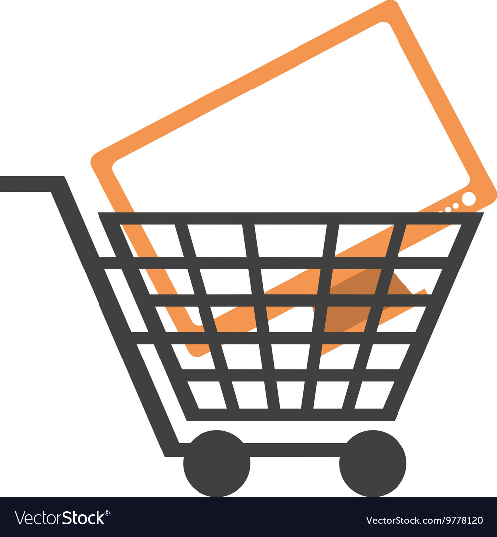 Shopping cart with computer monitor icon