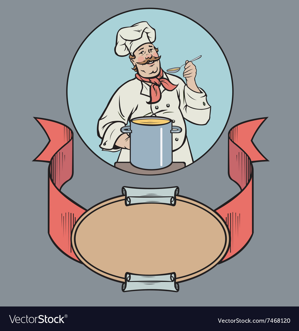 Smiling chef with soup