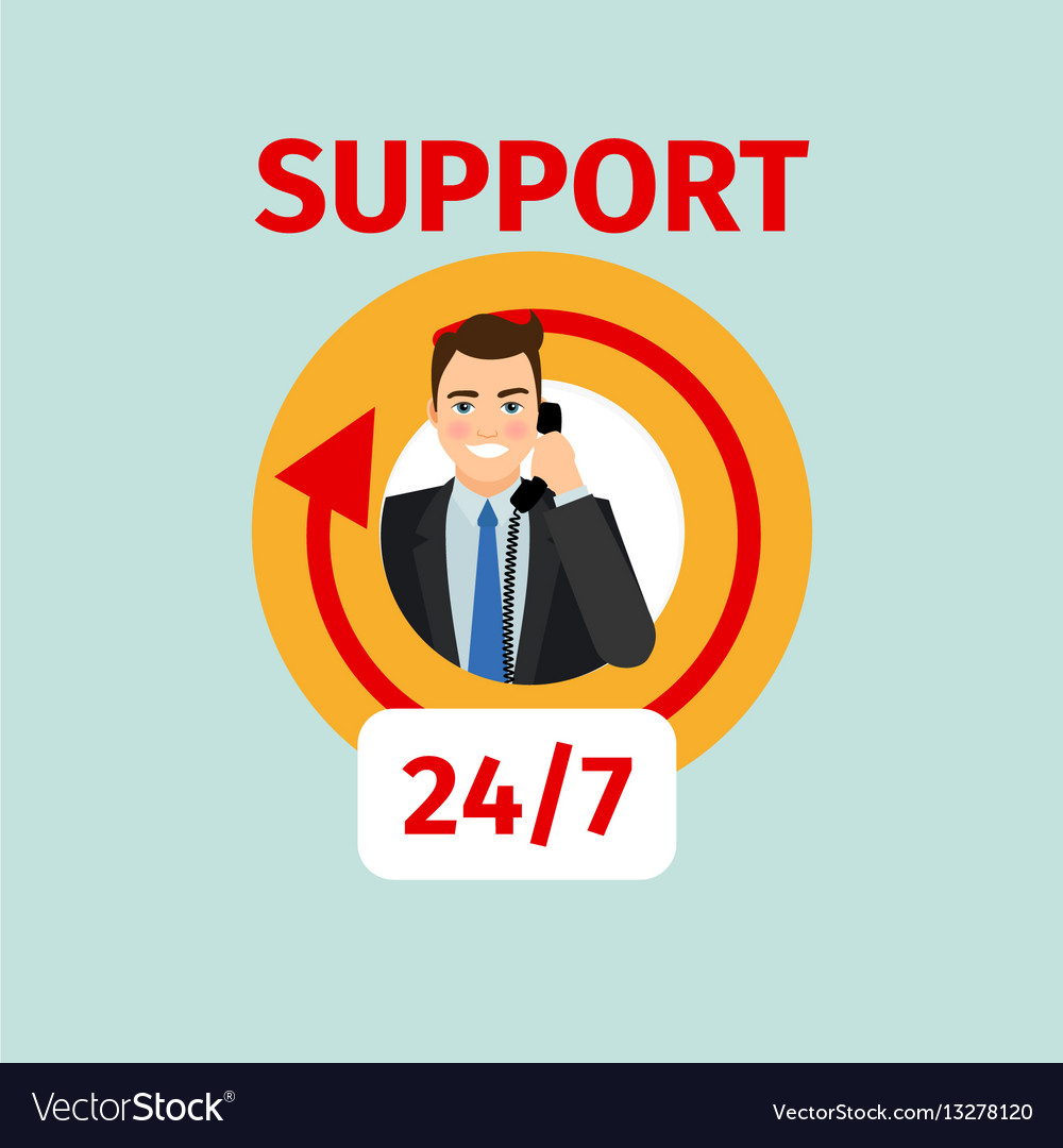 Support service circle icon with man