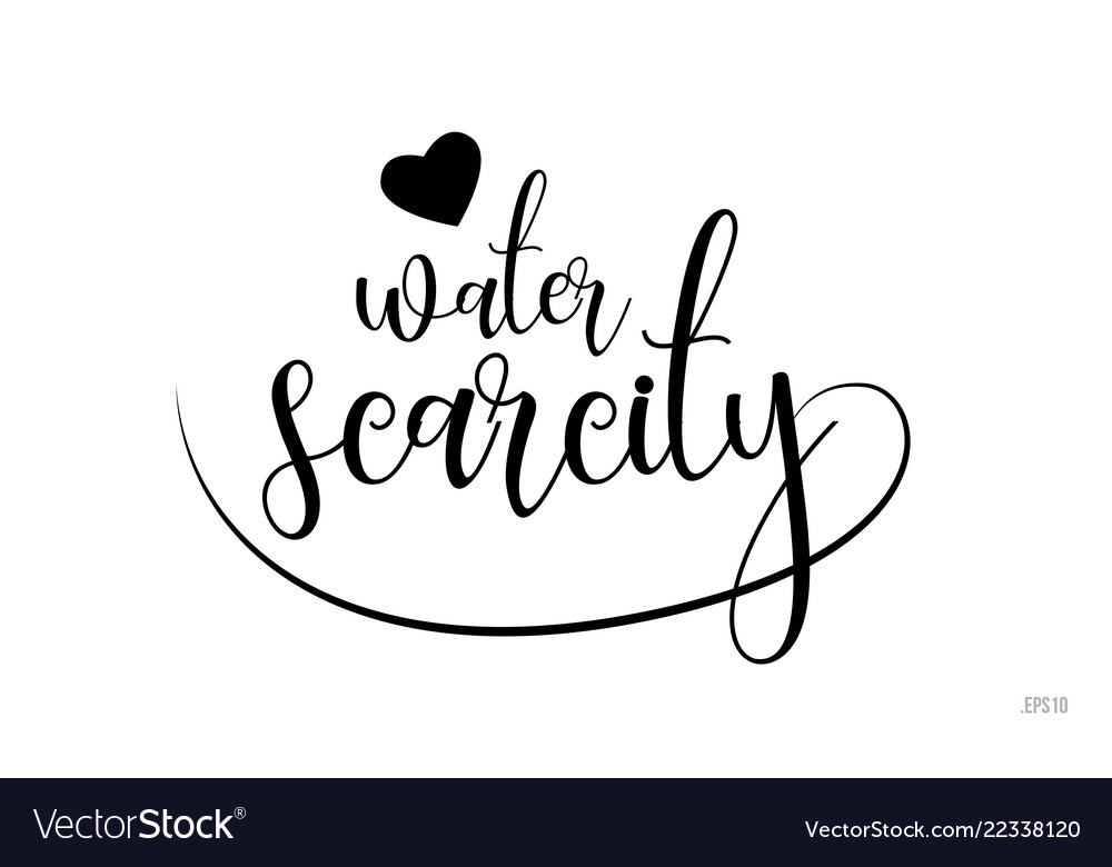 Water scarcity typography text with love heart