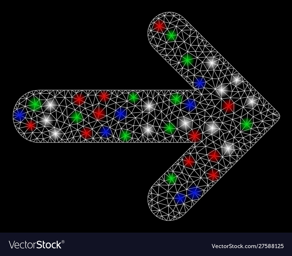 Bright mesh network arrow right with light spots