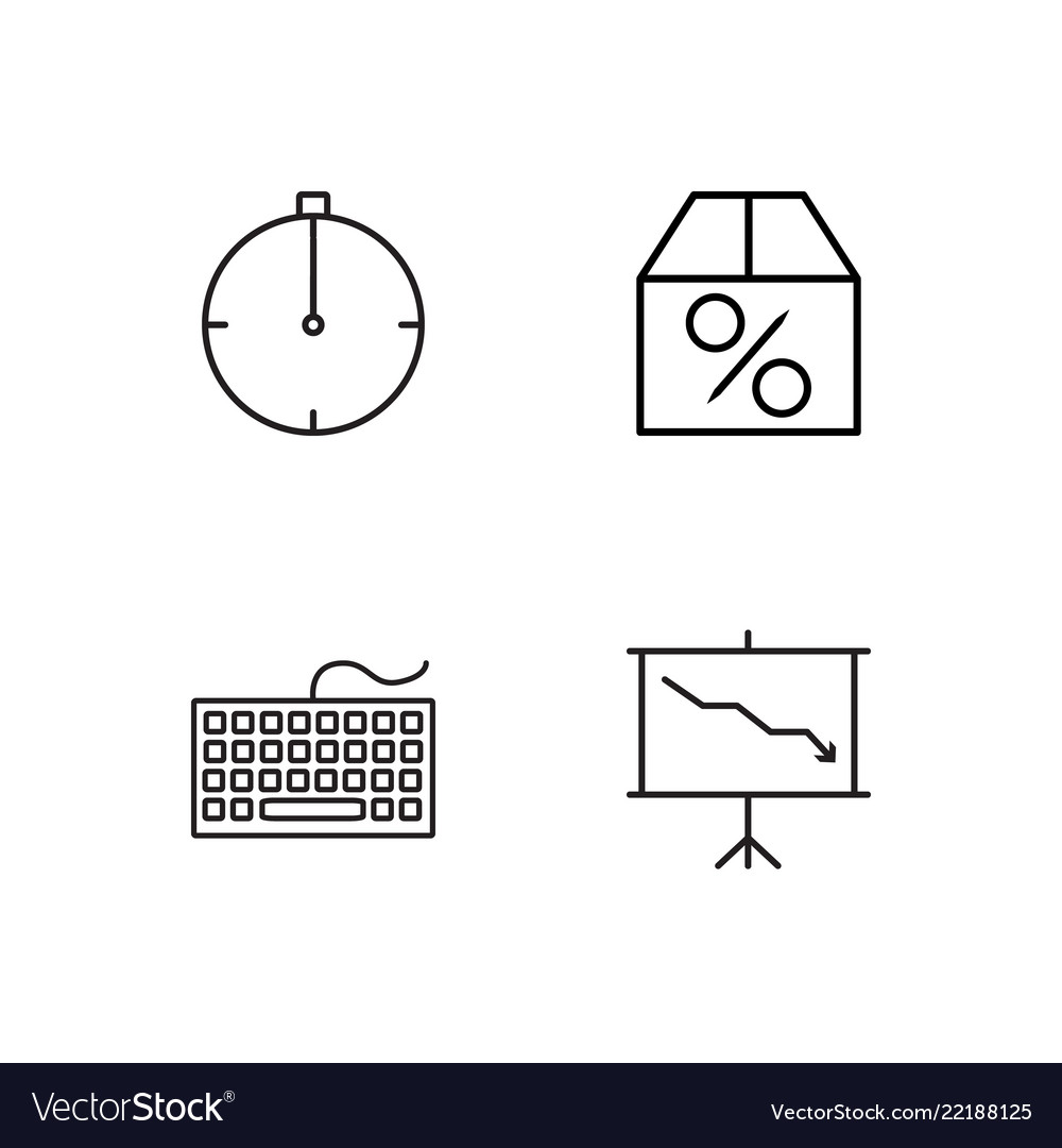 Business simple outlined icons set