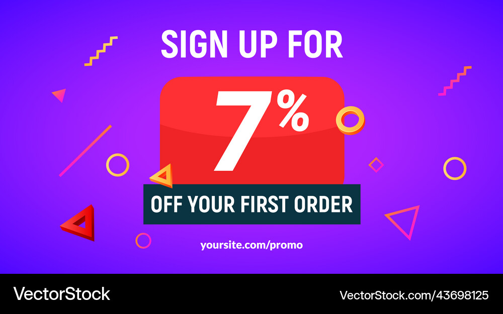Coupon code discount sign up advertising offer Vector Image