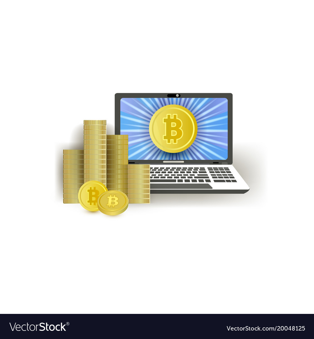 Flat desktop computer monitor with bitcoins
