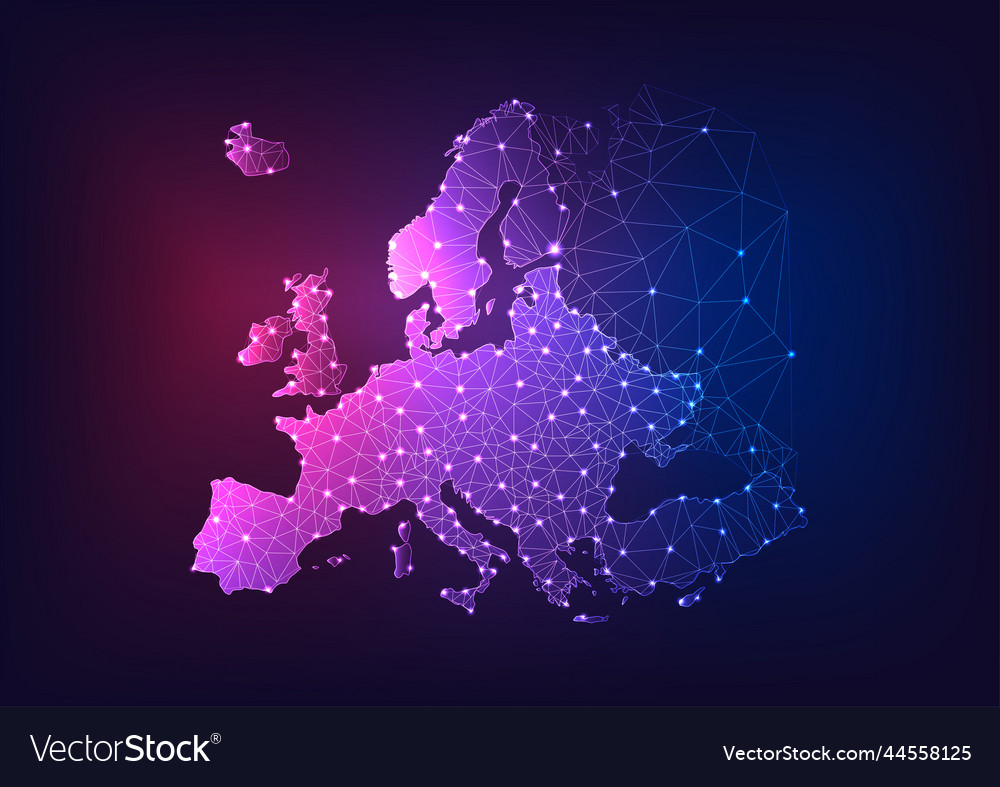 Futuristic glowing low polygonal europe continent Vector Image