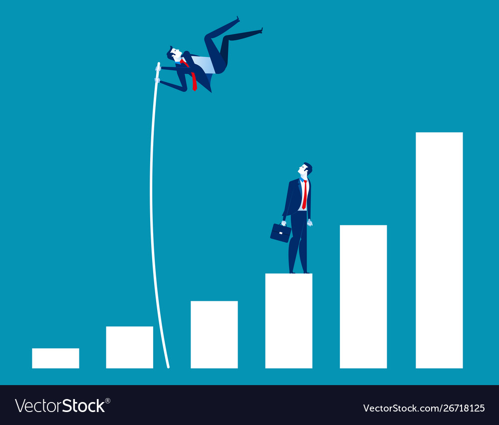 Growth for business leader and jumping concept Vector Image