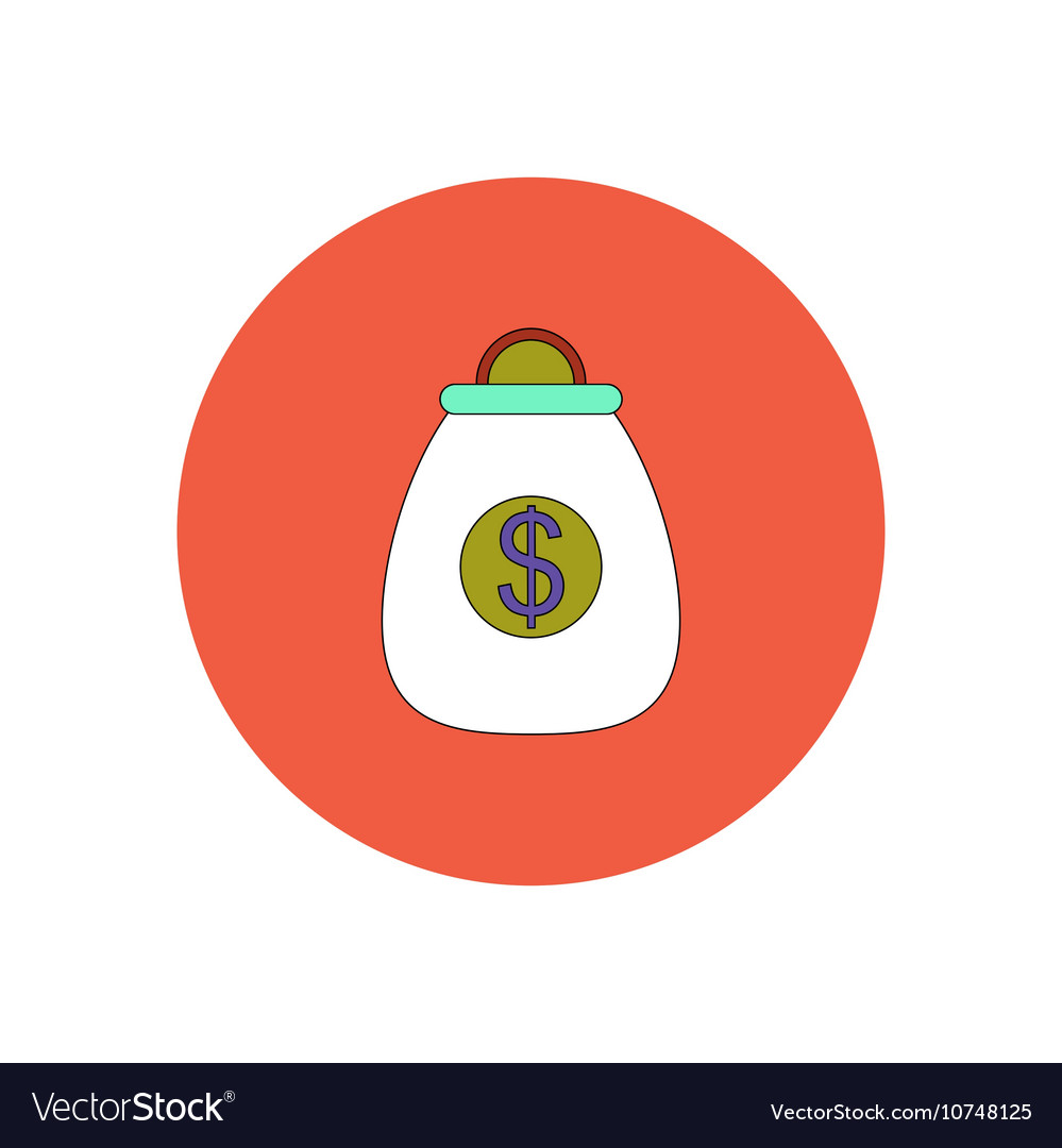 In flat design of money bag