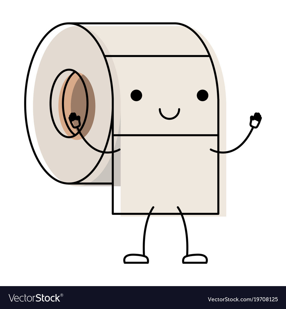 Kawaii cartoon toilet paper roll in colorful Vector Image