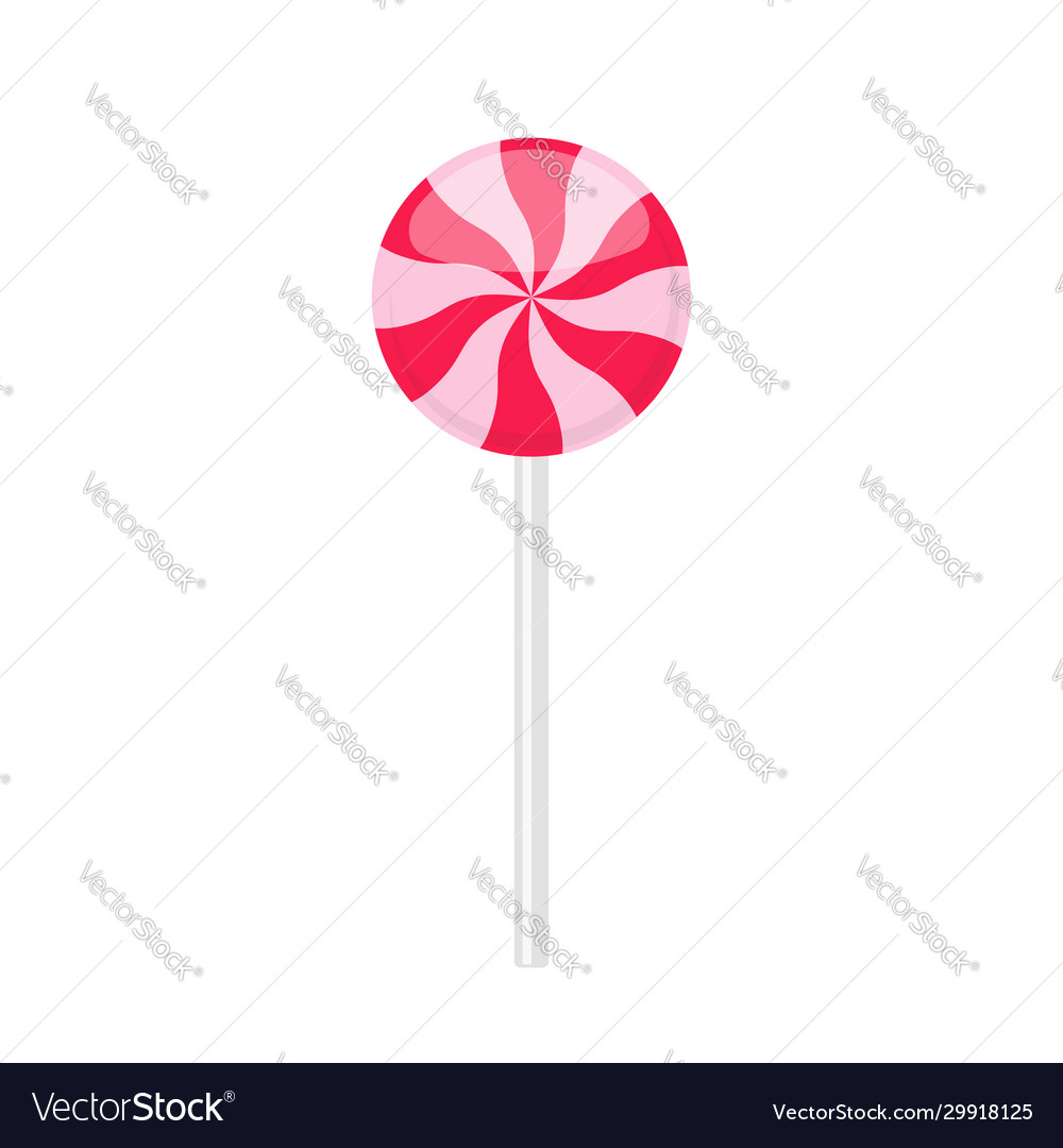 Lollipop candy with red twisted rays pattern vector image Lollipop candy with red twisted rays pattern
