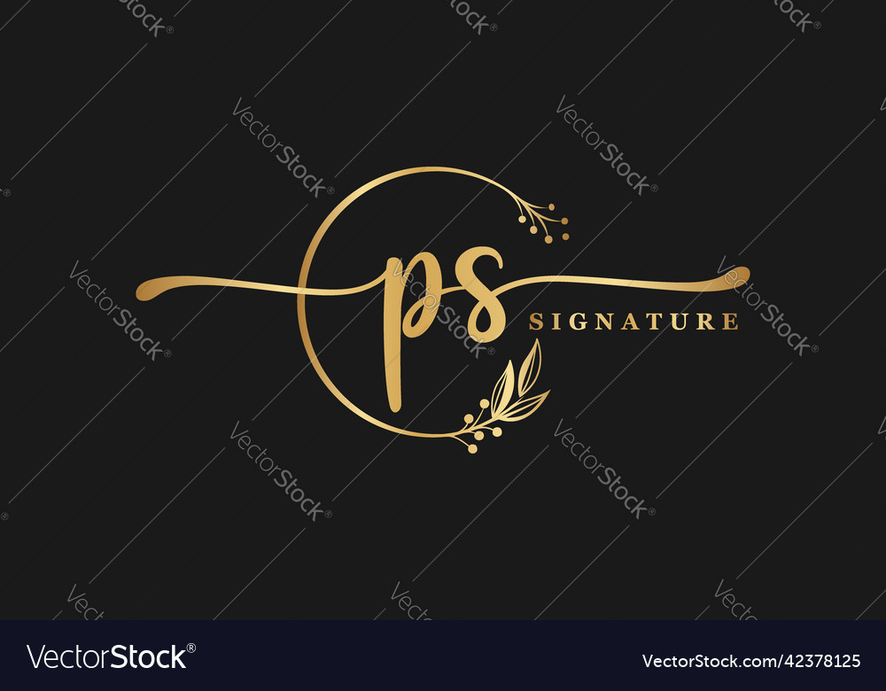 Luxury signature initial ps logo design