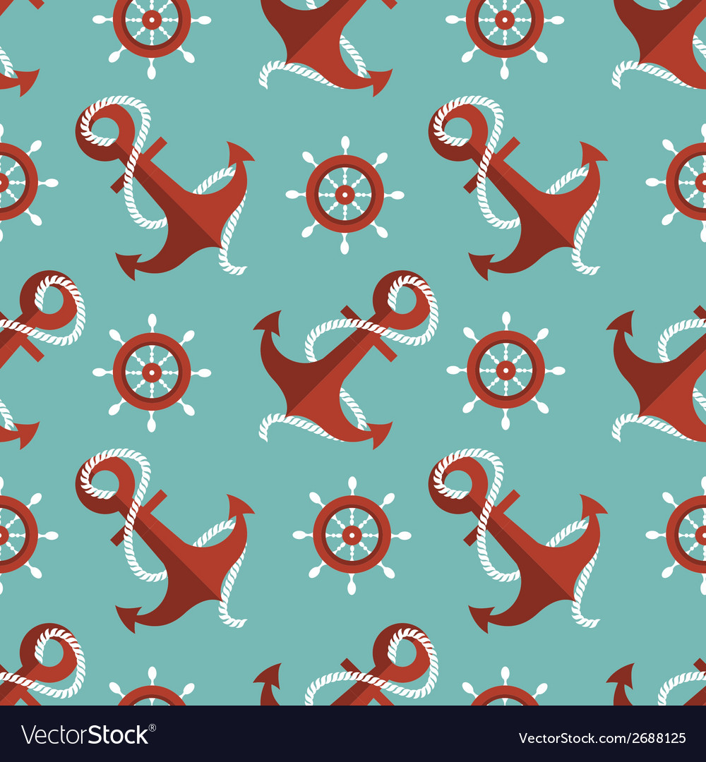 Navigation seamless pattern with an anchor
