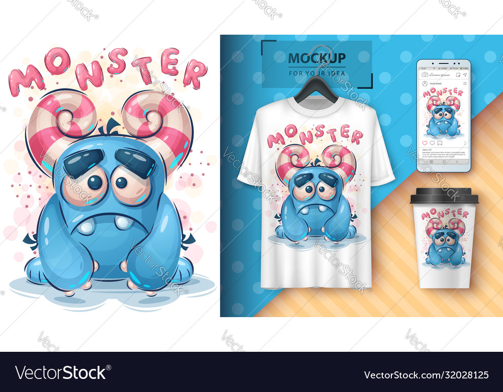 Sad monster poster and merchandising