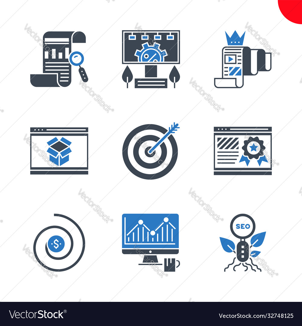 Seo and web opimization icons set vector image Seo and web opimization icons set