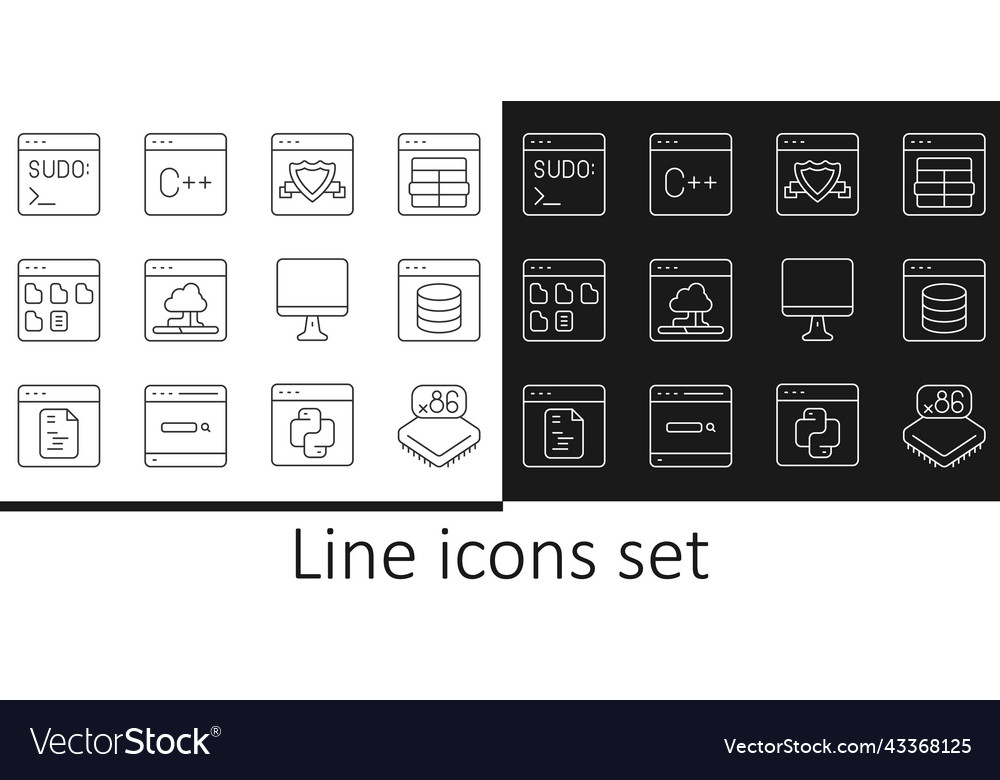 Set line processor with microcircuits cpu server vector image Set line processor with microcircuits cpu server