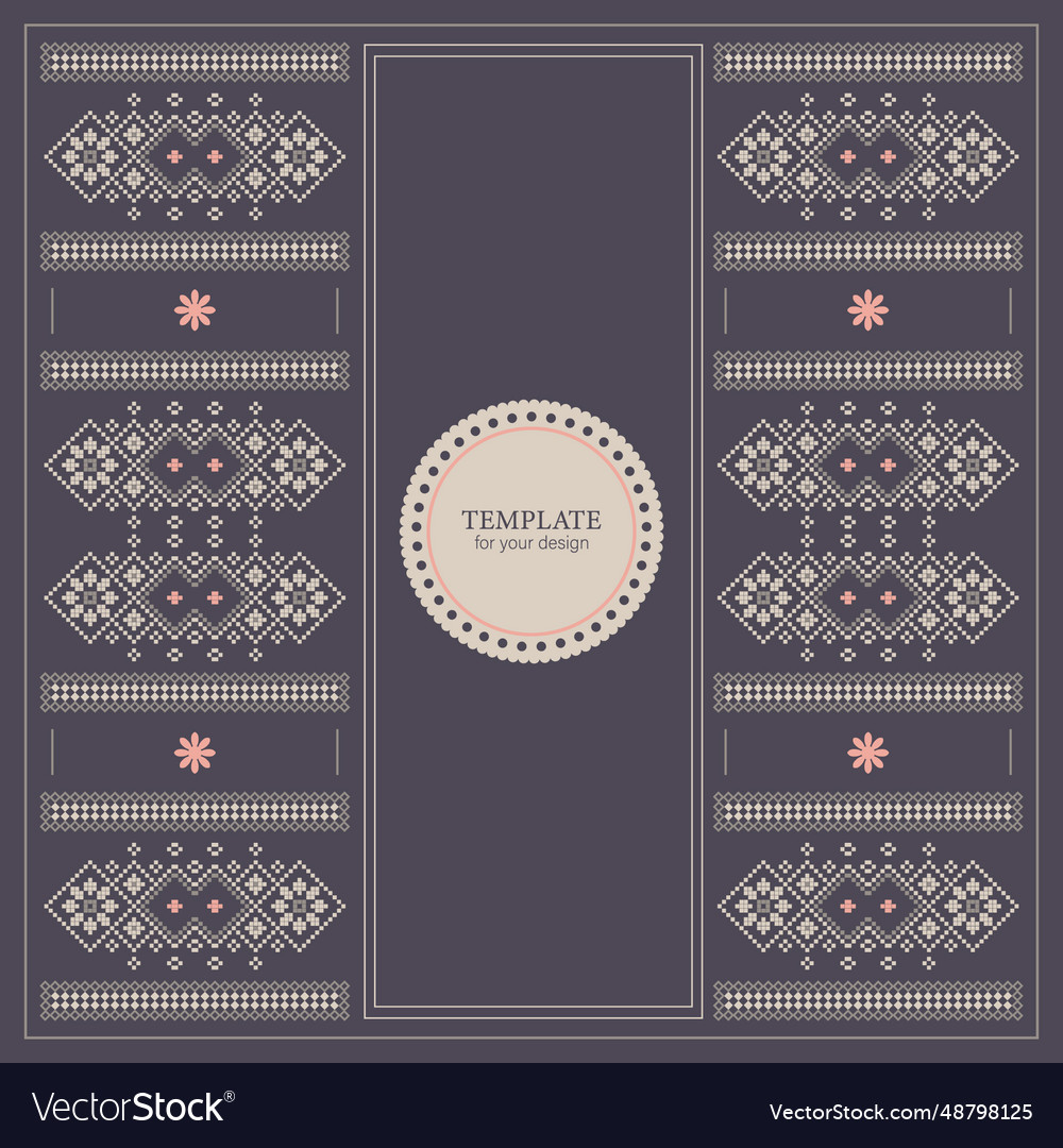 Square template for your design with pattern vector image Square template for your design with pattern