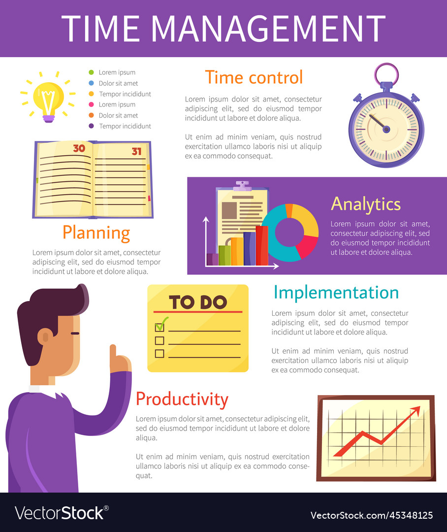 Techniques and methods for time management Vector Image