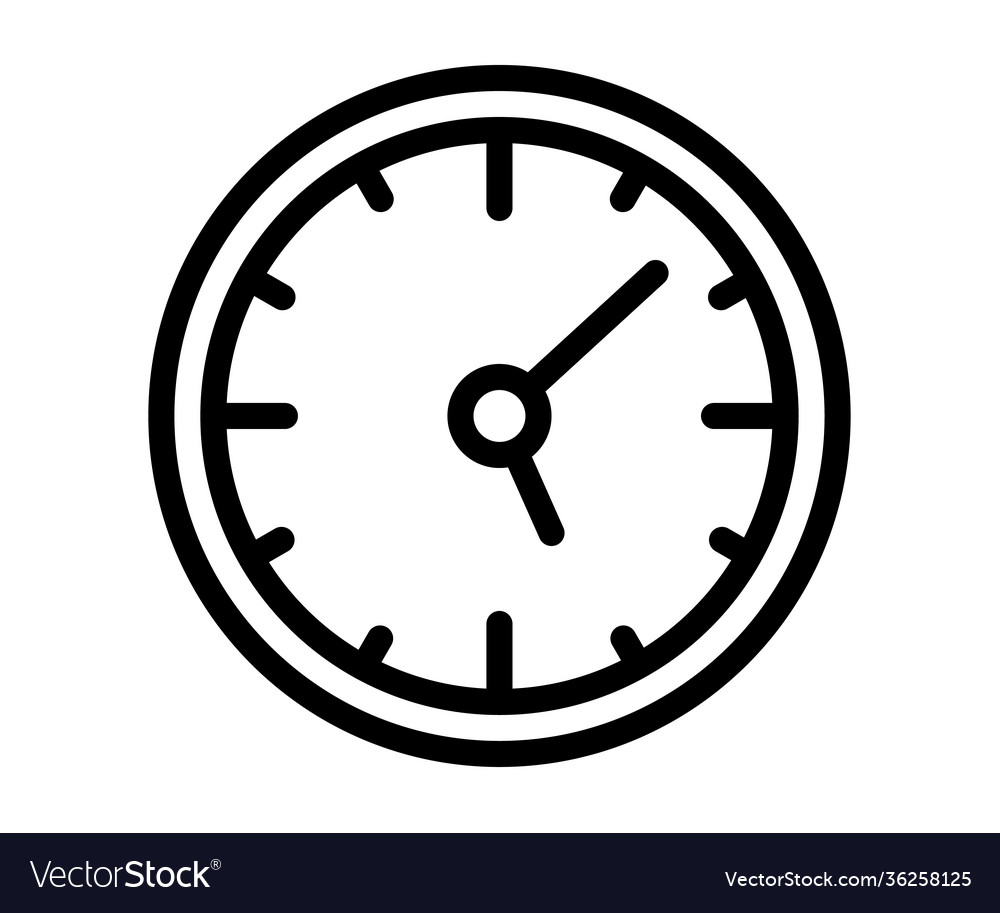 Time clock hour single isolated icon with outline vector image Time clock hour single isolated icon with outline