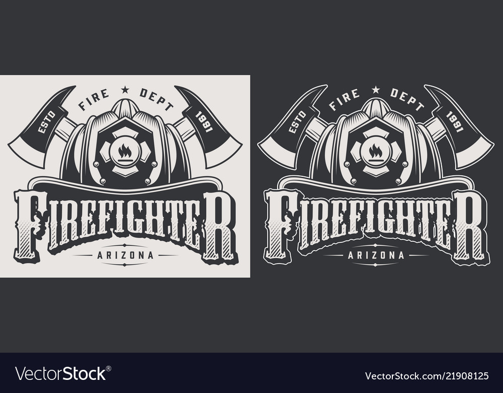 Vintage firefighting emblems vector image Vintage firefighting emblems
