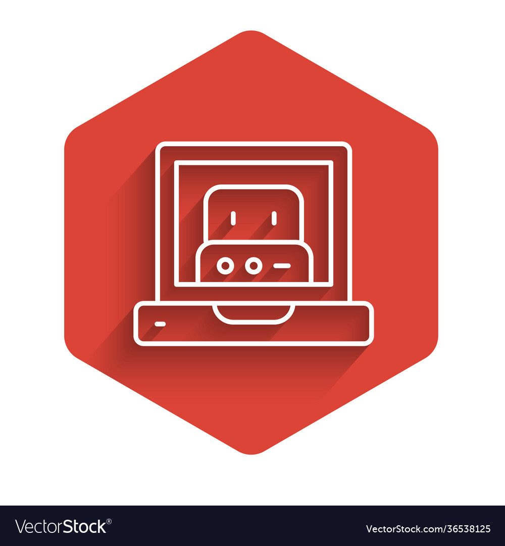 White line creating robot icon isolated with long