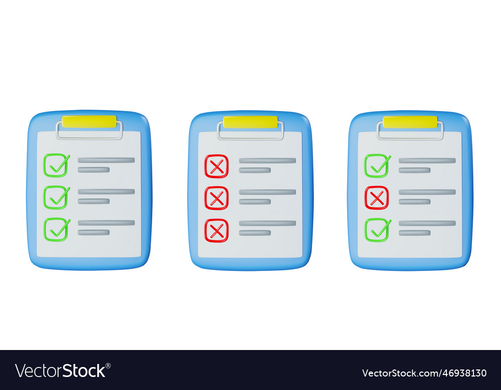 A set of three different clipboards with to-do