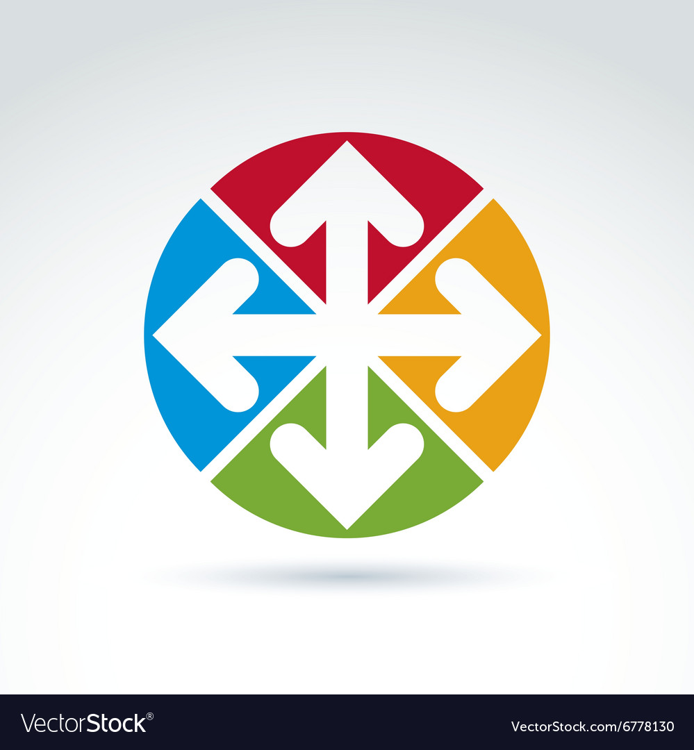 Abstract emblem with four multidirectional arrows