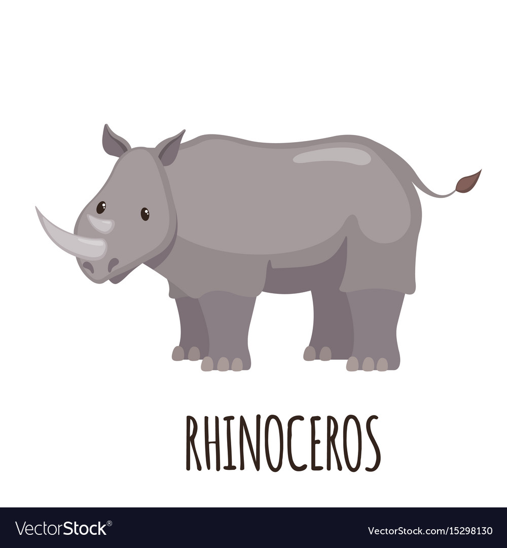 Cute rhinoceros in flat style Royalty Free Vector Image