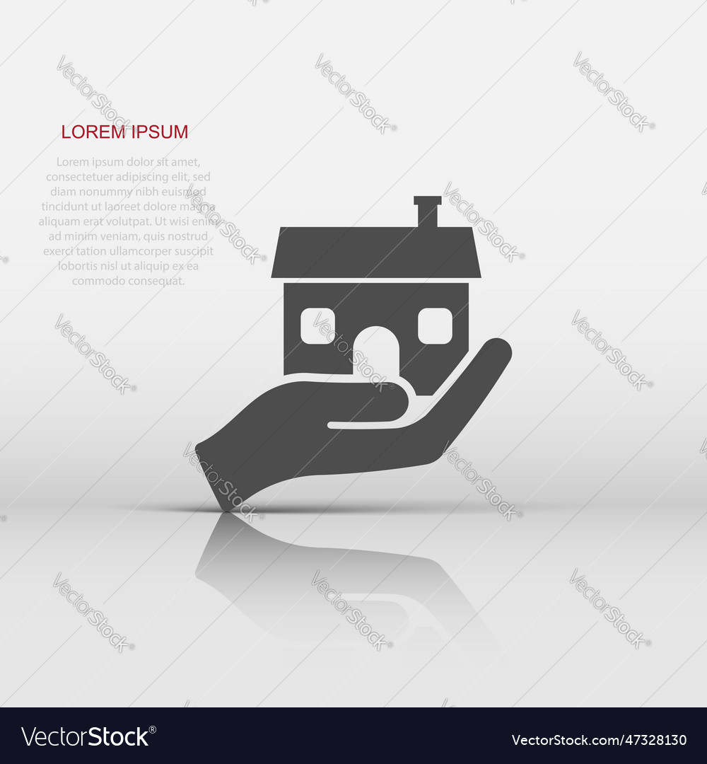 Home care icon in flat style hand hold house