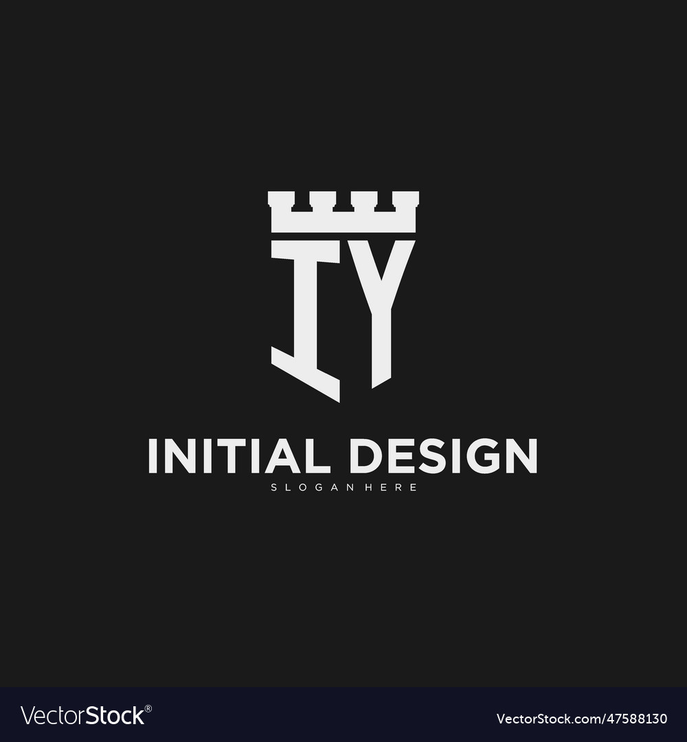 Initials iy logo monogram with shield Royalty Free Vector