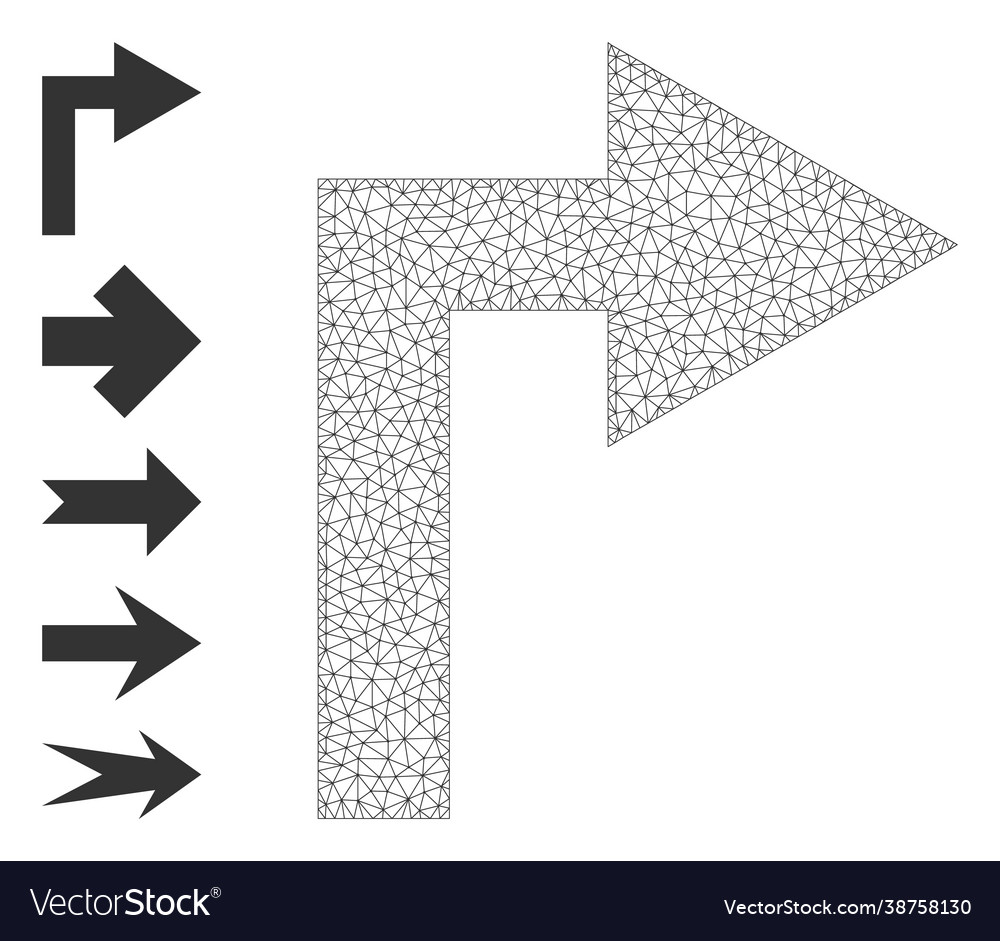Polygonal net turn right icon with simple vector image Polygonal net turn right icon with simple