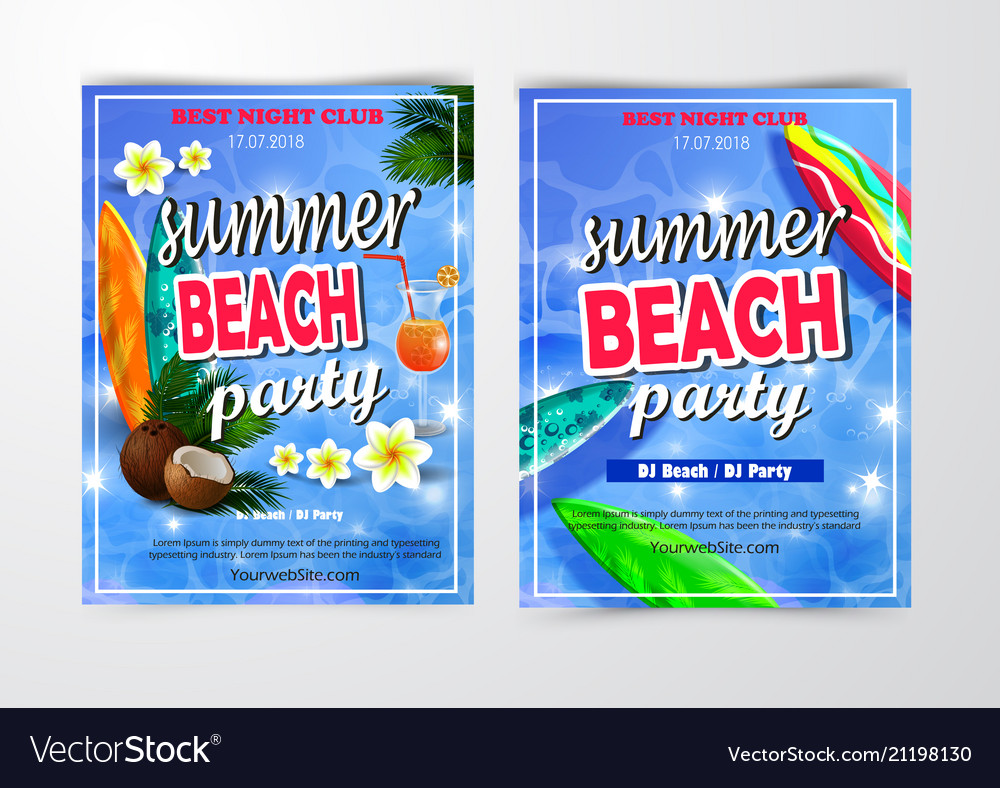 Poster for summer and beach party background Vector Image