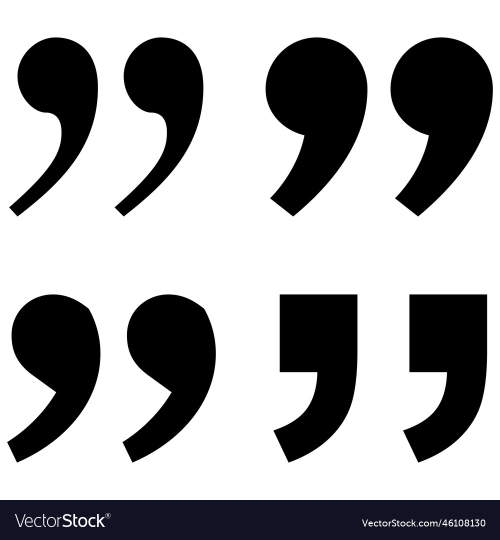 Quotes icon set quotation mark black
