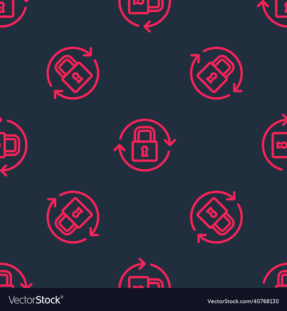 Red line lock icon isolated seamless pattern Vector Image Red line lock icon isolated seamless pattern