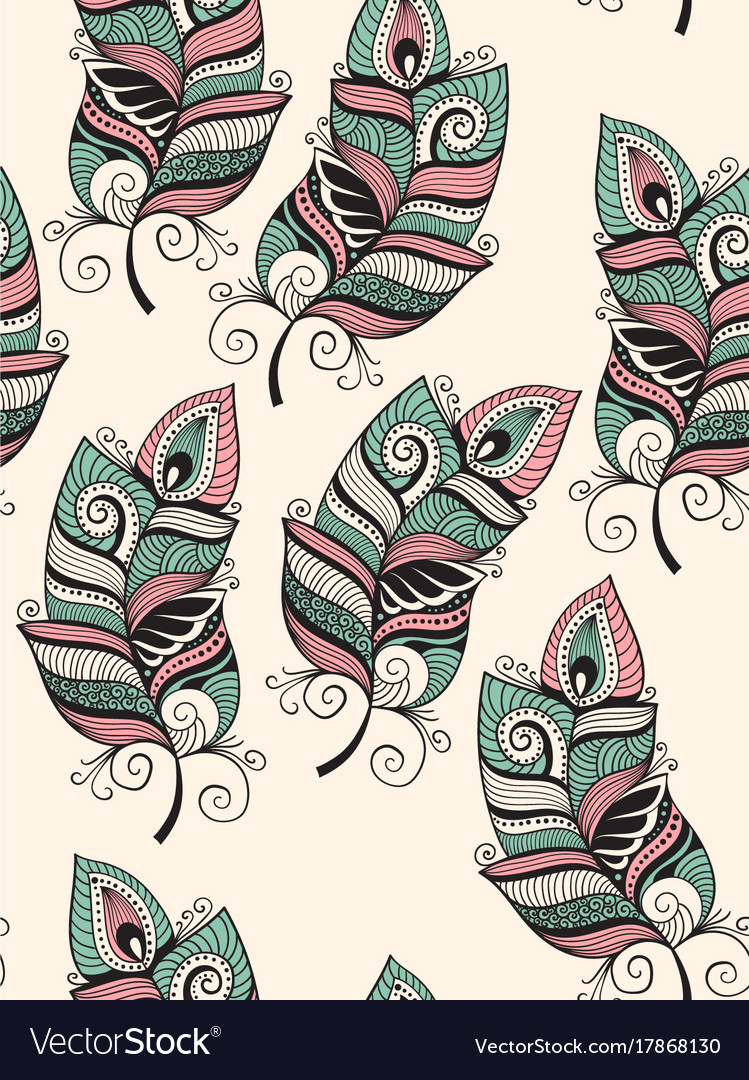 Seamless pattern with feathers