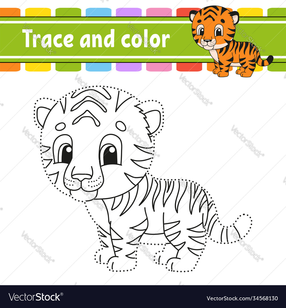 Trace and color coloring page for kids