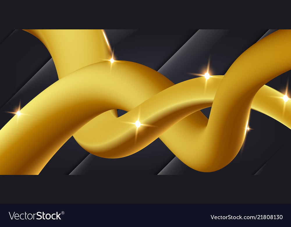 Wave flow shape abstract golden background vector image Wave flow shape abstract golden background