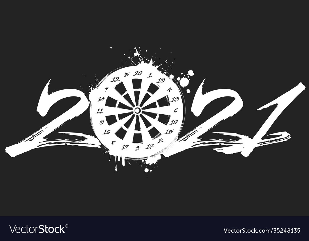 Abstract numbers 2021 and a dartboard from blots