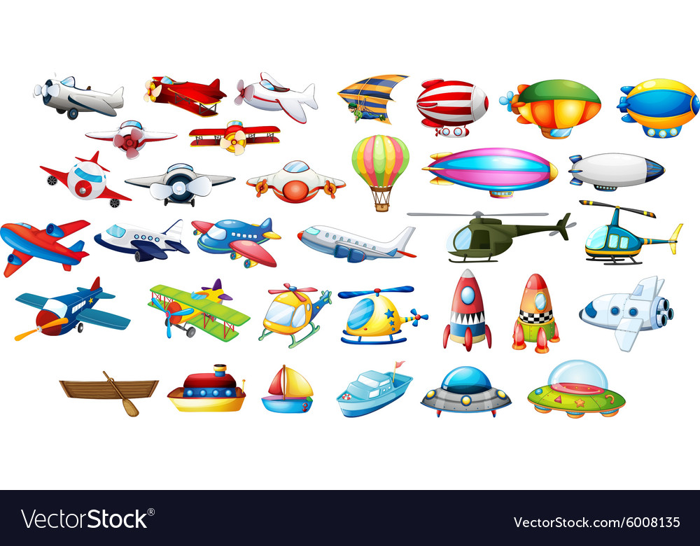 Airplane toys and balloons Royalty Free Vector Image