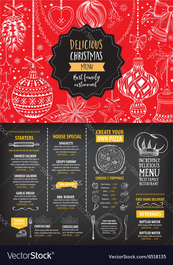 christmas party invitation restaurant food flyer vector image party invite flyer