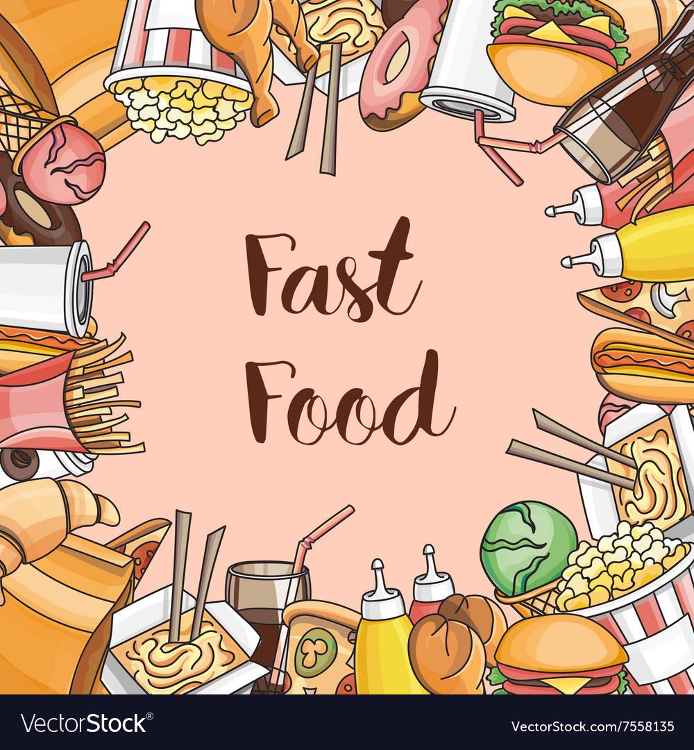 Doodle fast food Royalty Free Vector Image - VectorStock