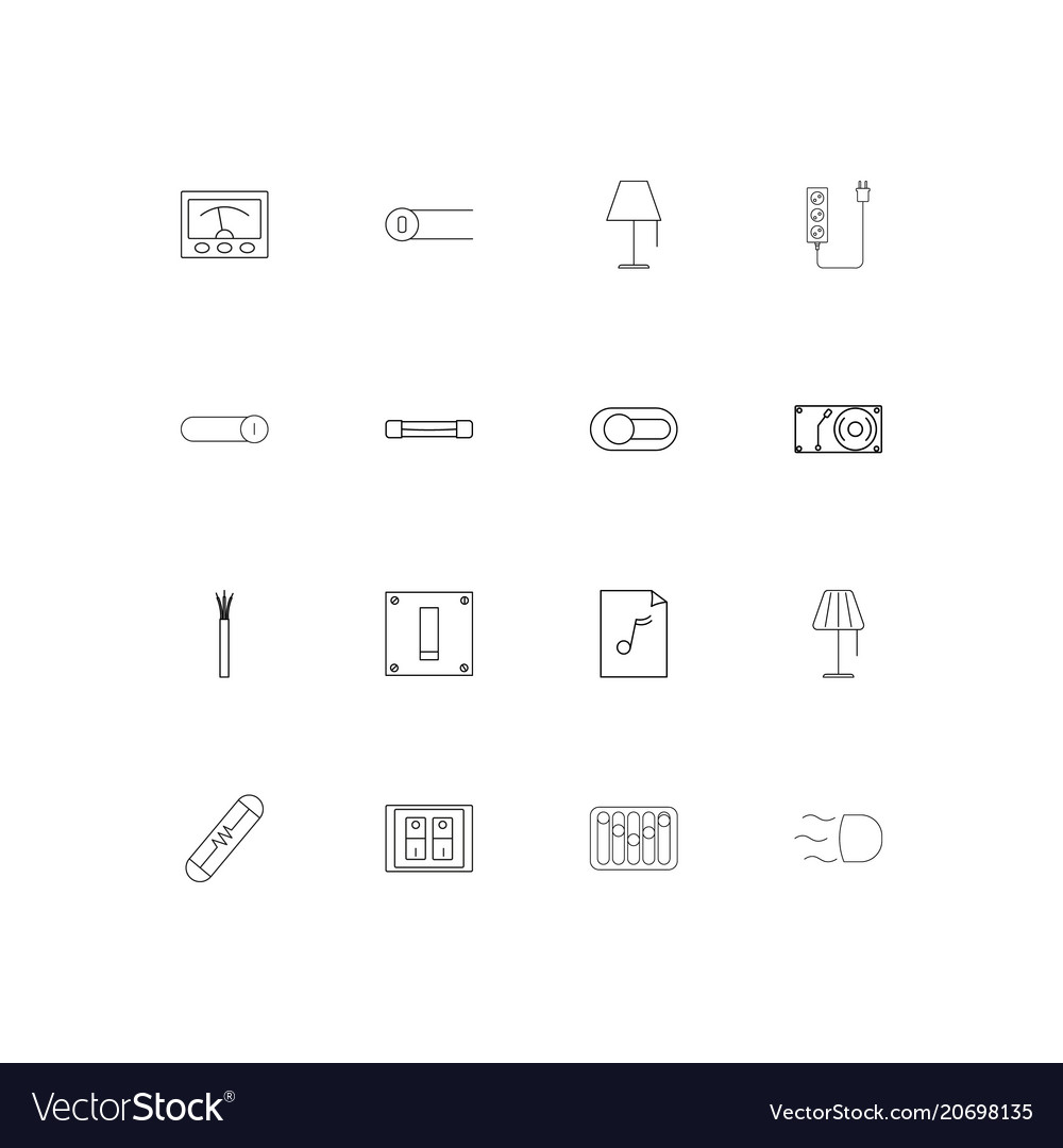 Electrical simple linear icons set outlined