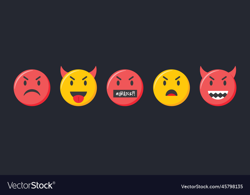 Emoji icons set angry and evil emoticons Vector Image