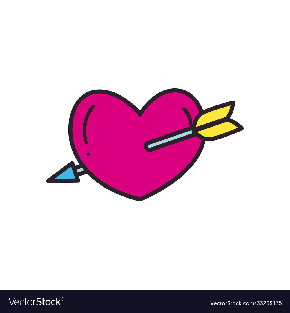 Heart with arrow line and fill style icon