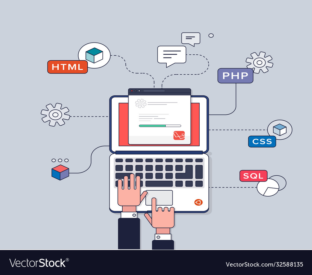 Installation php css and html Royalty Free Vector Image