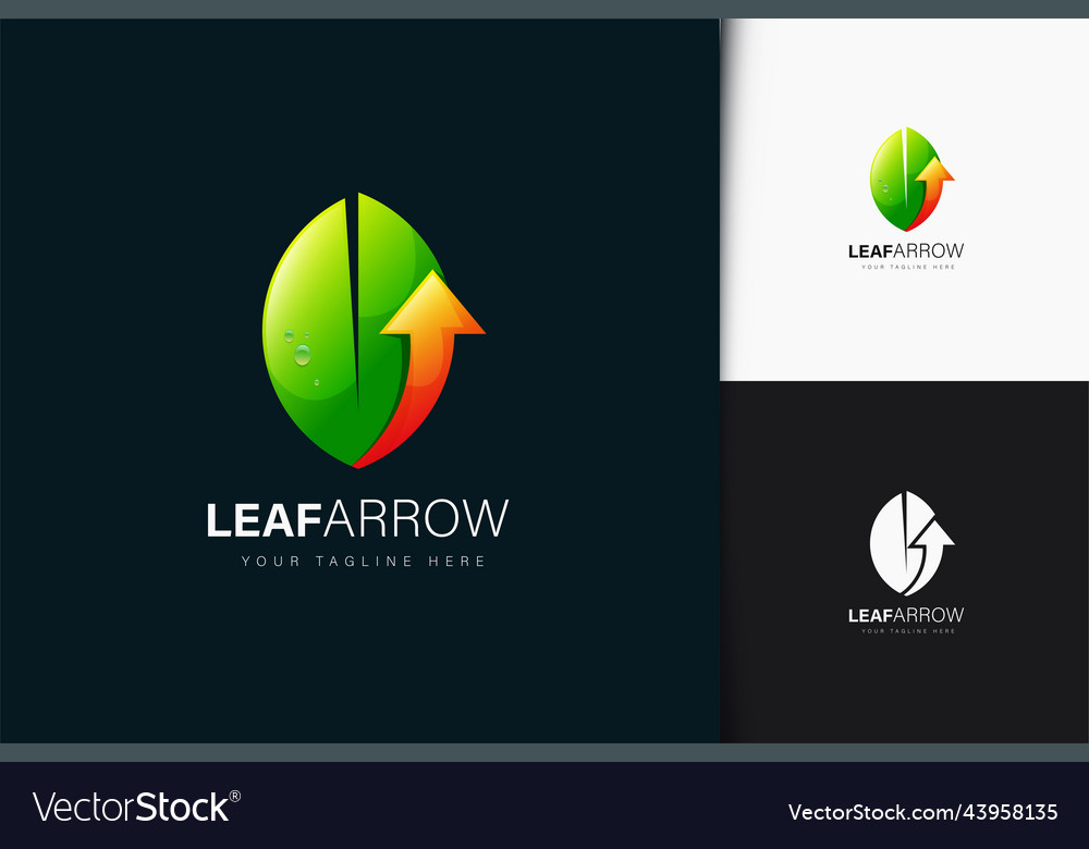 Leaf arrow logo design with gradient