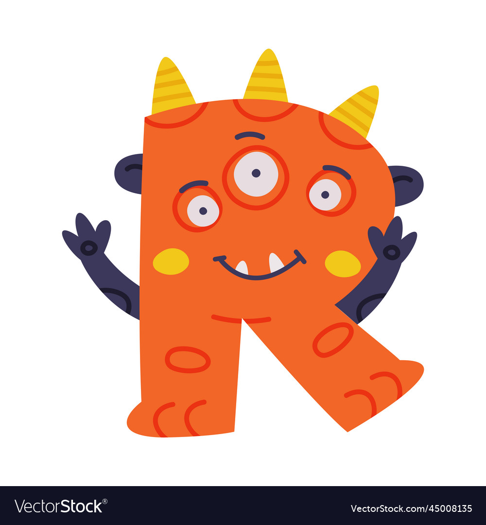 Monster alphabet with capital letter r