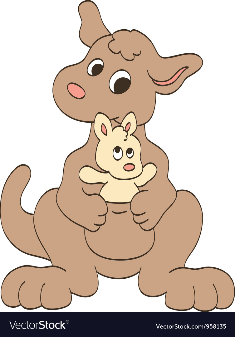 Download Mother and Baby Kangaroos Royalty Free Vector Image