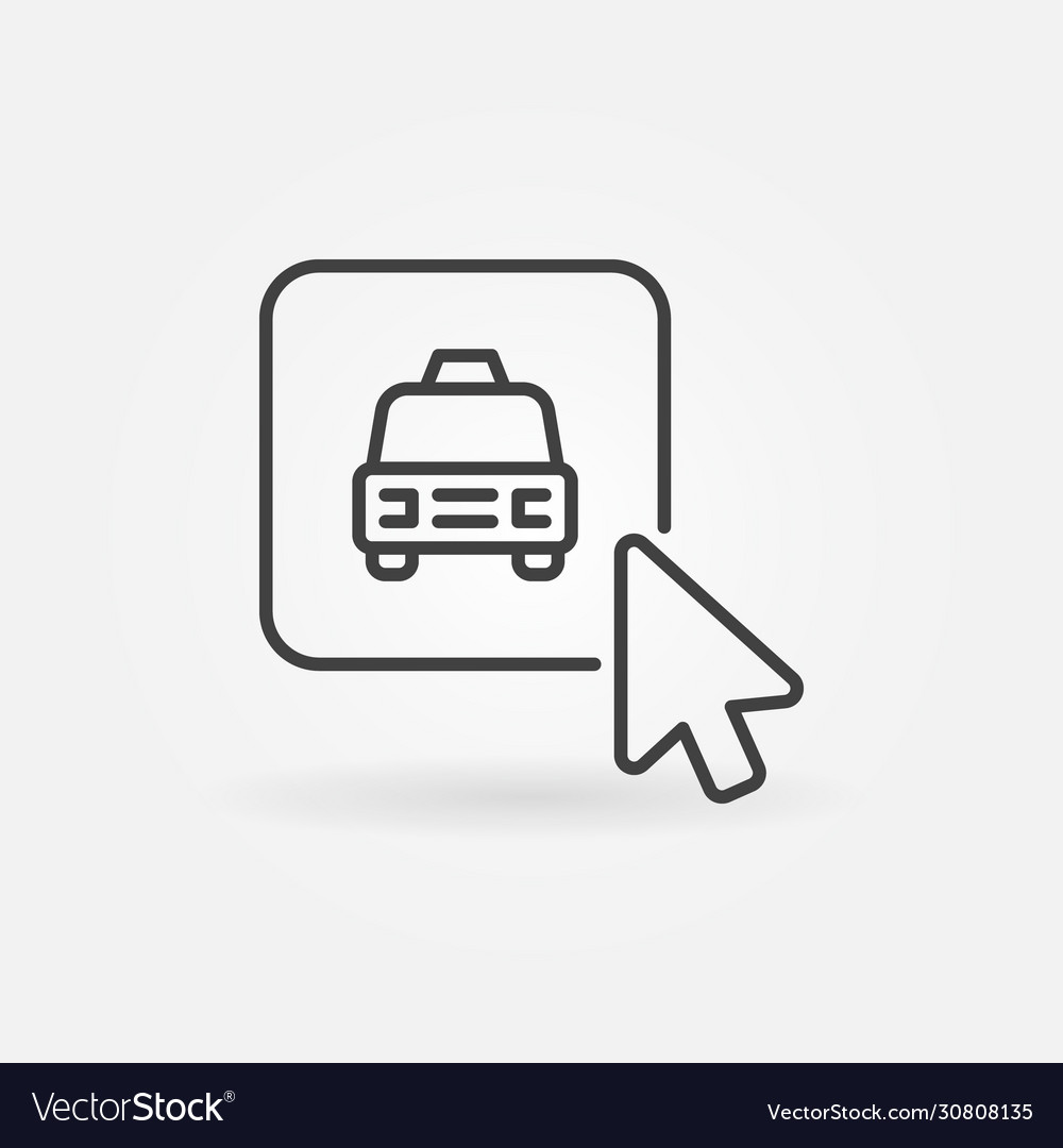 Mouse click on taxi button concept outline vector image Mouse click on taxi button concept outline