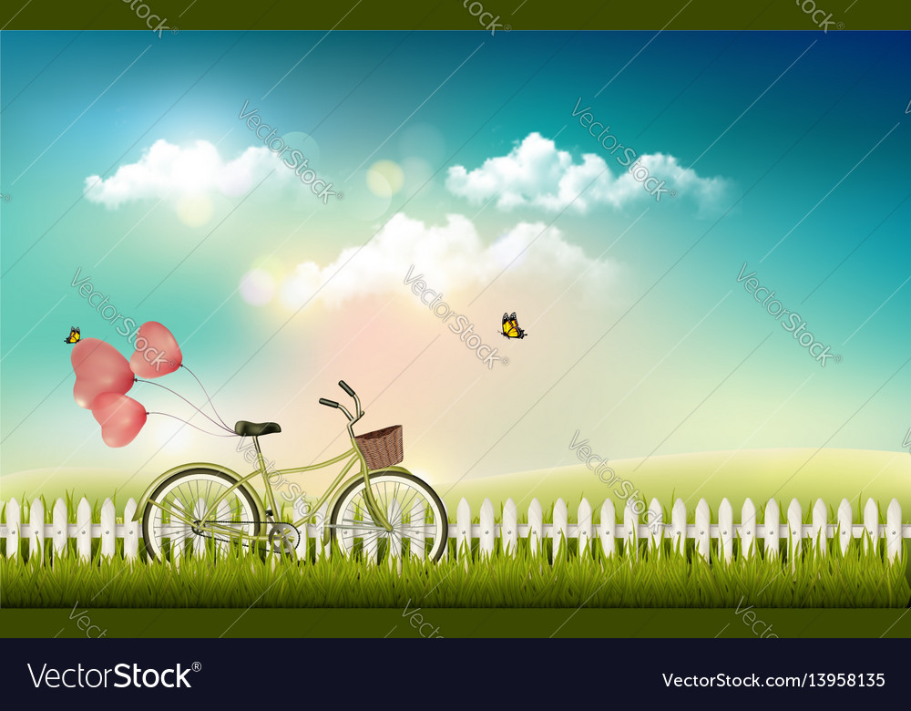 Nature meadow landscape with a bicycle